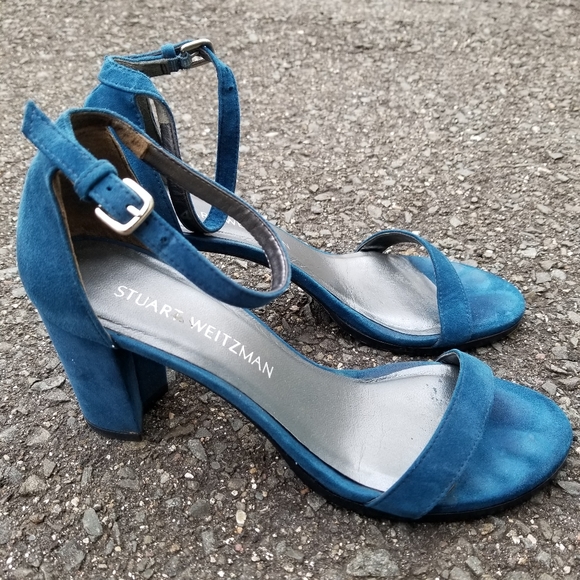 Stuart Weitzman Shoes - Stuart Weitzman Nearlynude Sandal Aqua Suede 7
